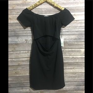 NWT Black Short Sleeve Off Shoulder Hole Cut Dress